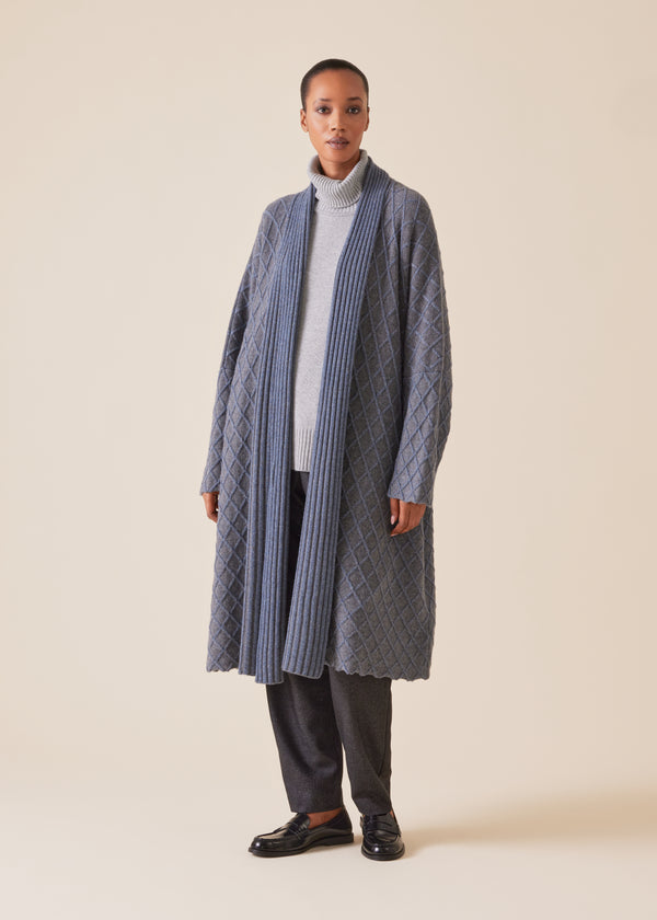 eskandar cashmere wide shawl collar cardigan coat