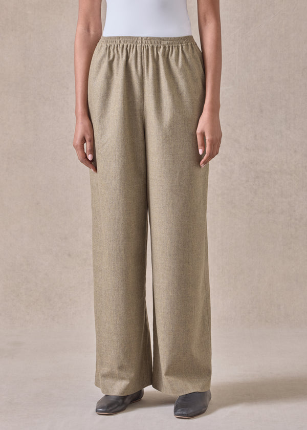 Eskandar Cashmere Wool Mix Flared Trouser