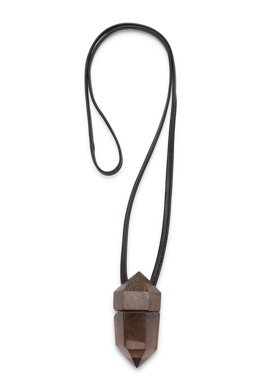 eskandar citrine and bog oak pendant