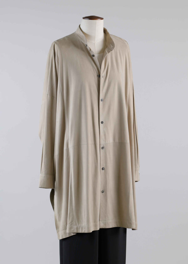 eskandar collarless shirt - very long with slits