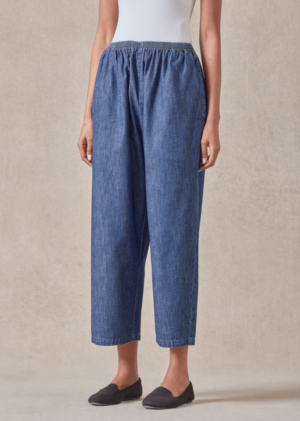 eskandar cotton denim japanese trouser