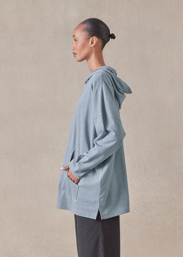 Eskandar Cotton Jersey Hooded Top - Long