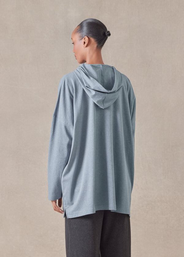 Eskandar Cotton Jersey Hooded Top - Long