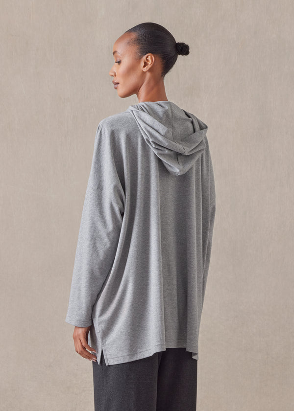 Eskandar Cotton Jersey Hooded Top - Long