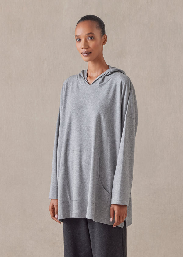 eskandar cotton jersey hooded top - long