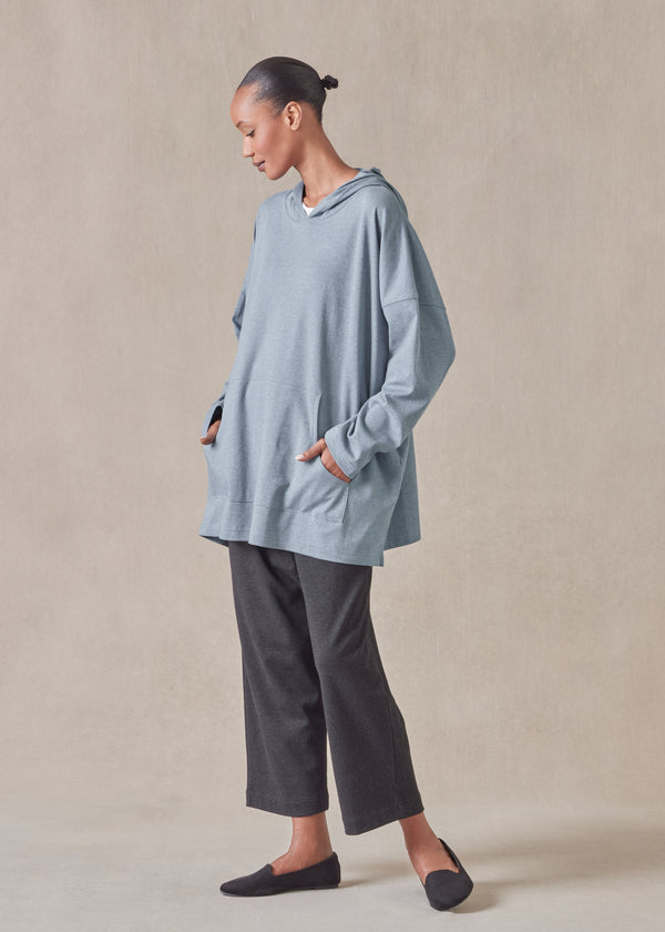 eskandar cotton jersey hooded top - long