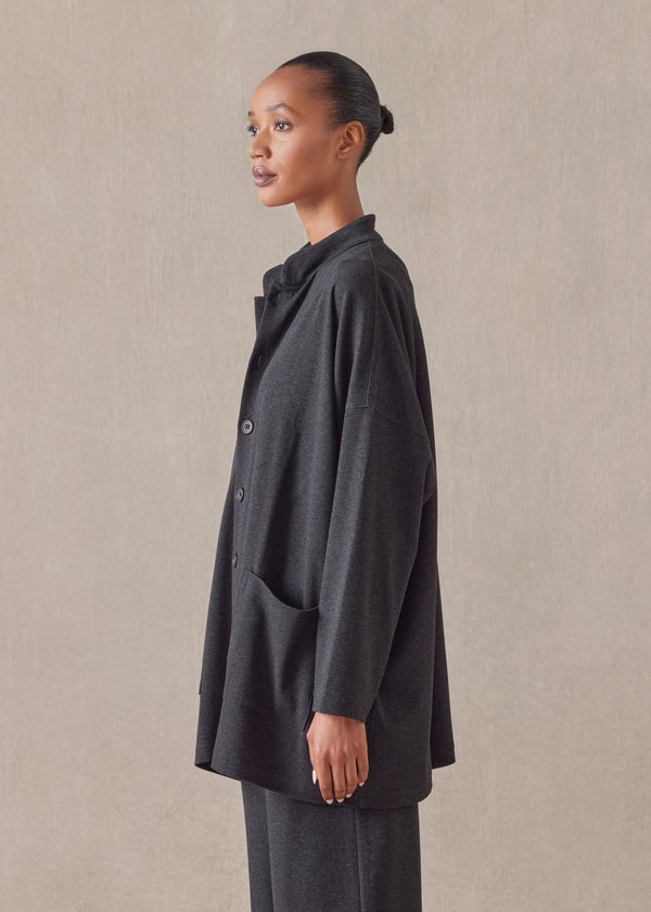 Eskandar Cotton Jersey Mandarin Jacket - Long