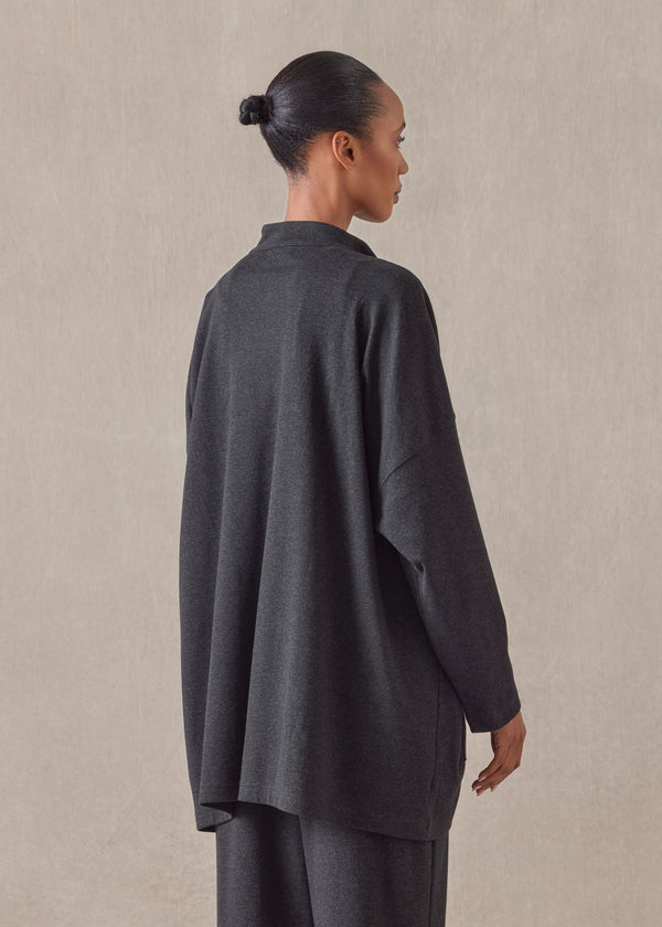 Eskandar Cotton Jersey Mandarin Jacket - Long