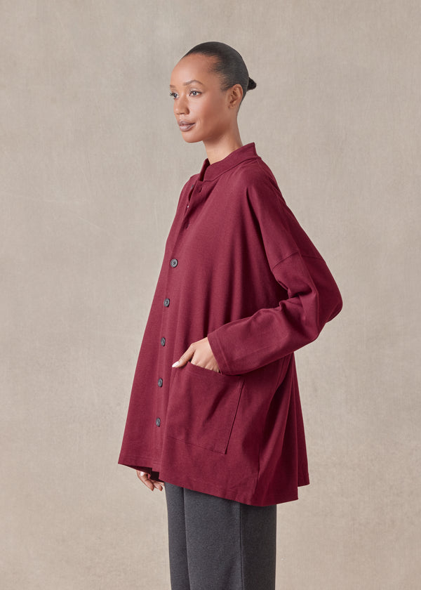 Eskandar Cotton Jersey Mandarin Jacket - Long