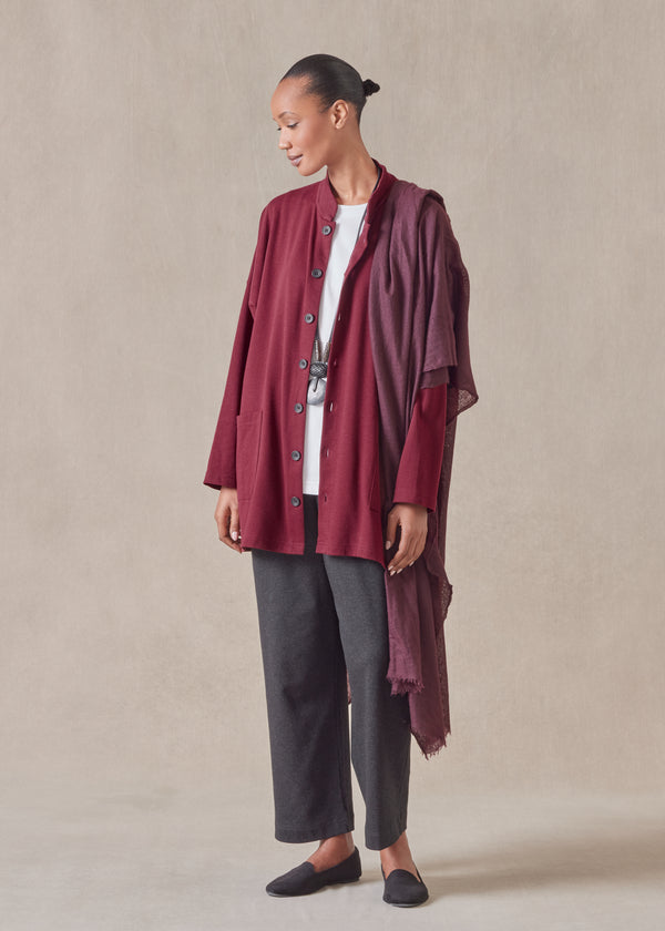 eskandar cotton jersey mandarin jacket - long