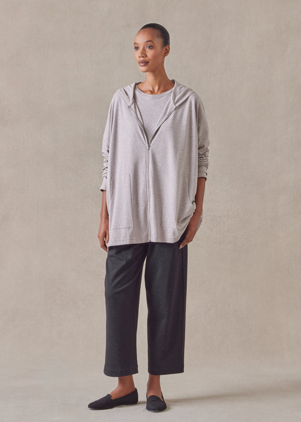 eskandar cotton jersey zipped hooded top - long