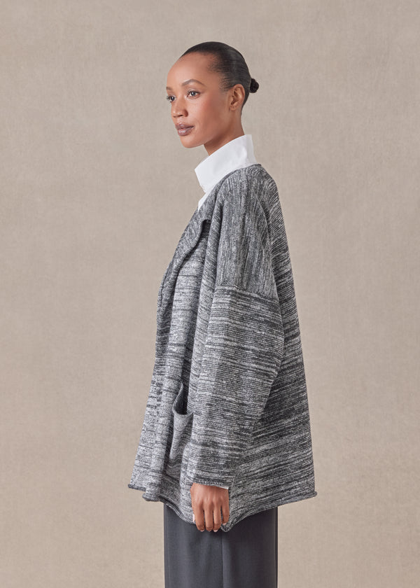 Eskandar Cotton Linen Mix Jacket Coat - Mid Plus