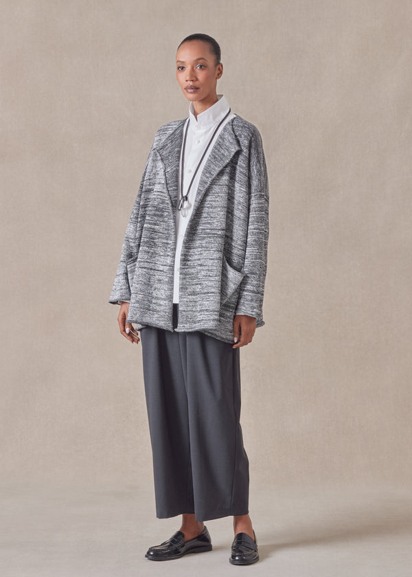 eskandar cotton linen mix jacket coat - mid plus