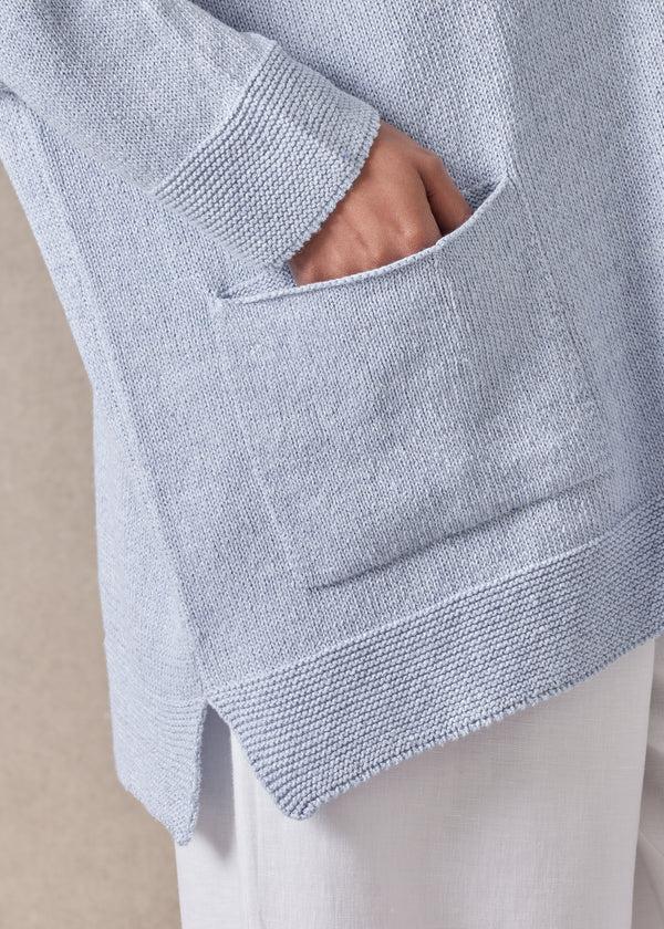 Eskandar Cotton Linen Mix V-neck Cardigan - Long