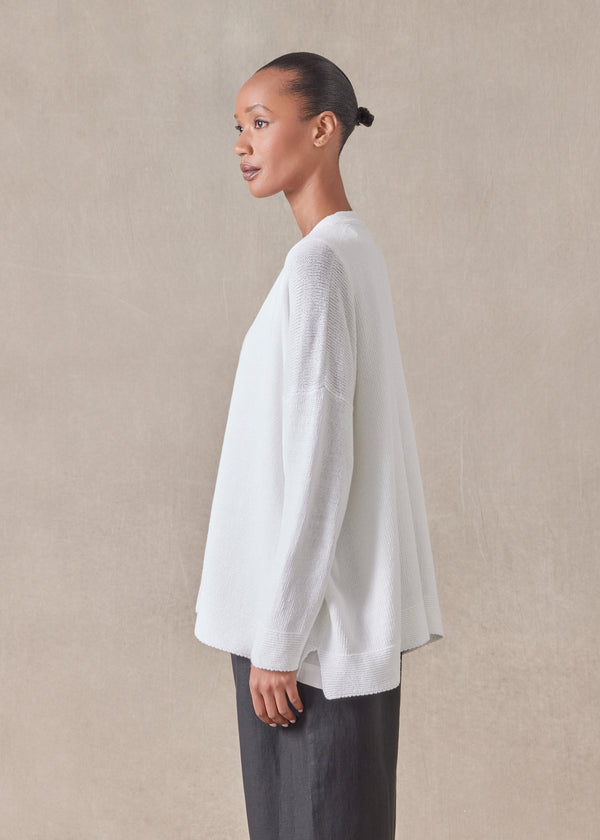 Eskandar Cotton Linen Mix V-neck Cardigan - Mid