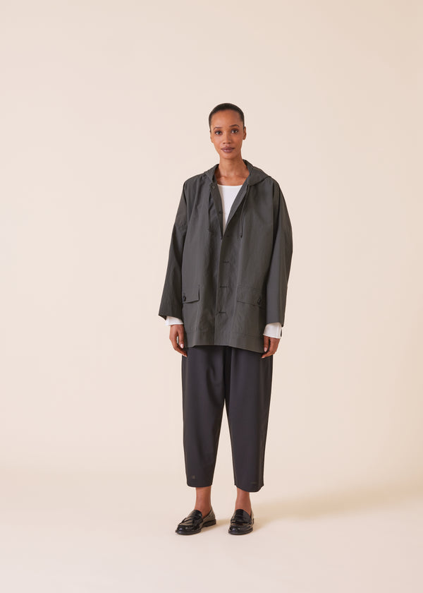 eskandar cotton mix hooded coat - long