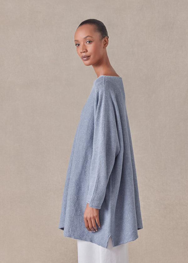 Eskandar Cotton Mix Sideways Knitted Sweater - Long