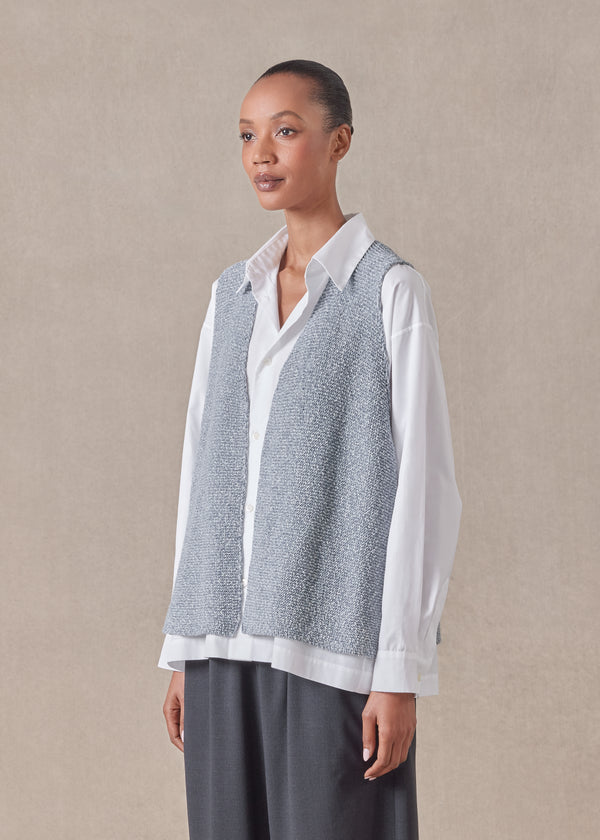 Eskandar Cotton Open Waistcoat - Mid