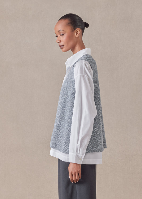 Eskandar Cotton Open Waistcoat - Mid