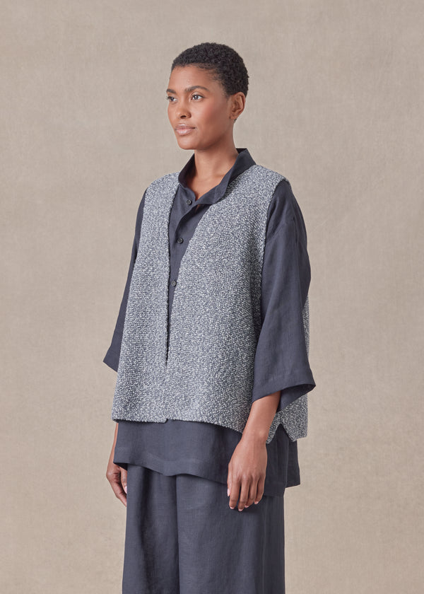 Eskandar Cotton Open Waistcoat - Mid