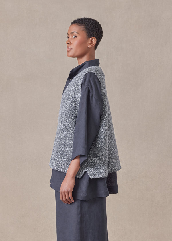 Eskandar Cotton Open Waistcoat - Mid