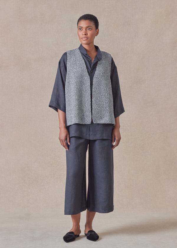 eskandar cotton open waistcoat - mid