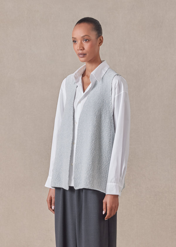 Eskandar Cotton Open Waistcoat - Mid