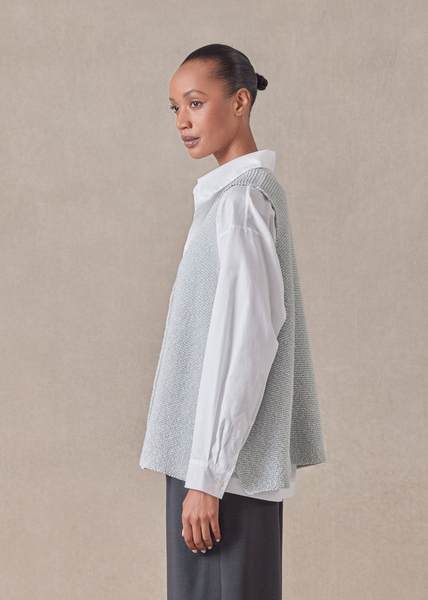 Eskandar Cotton Open Waistcoat - Mid