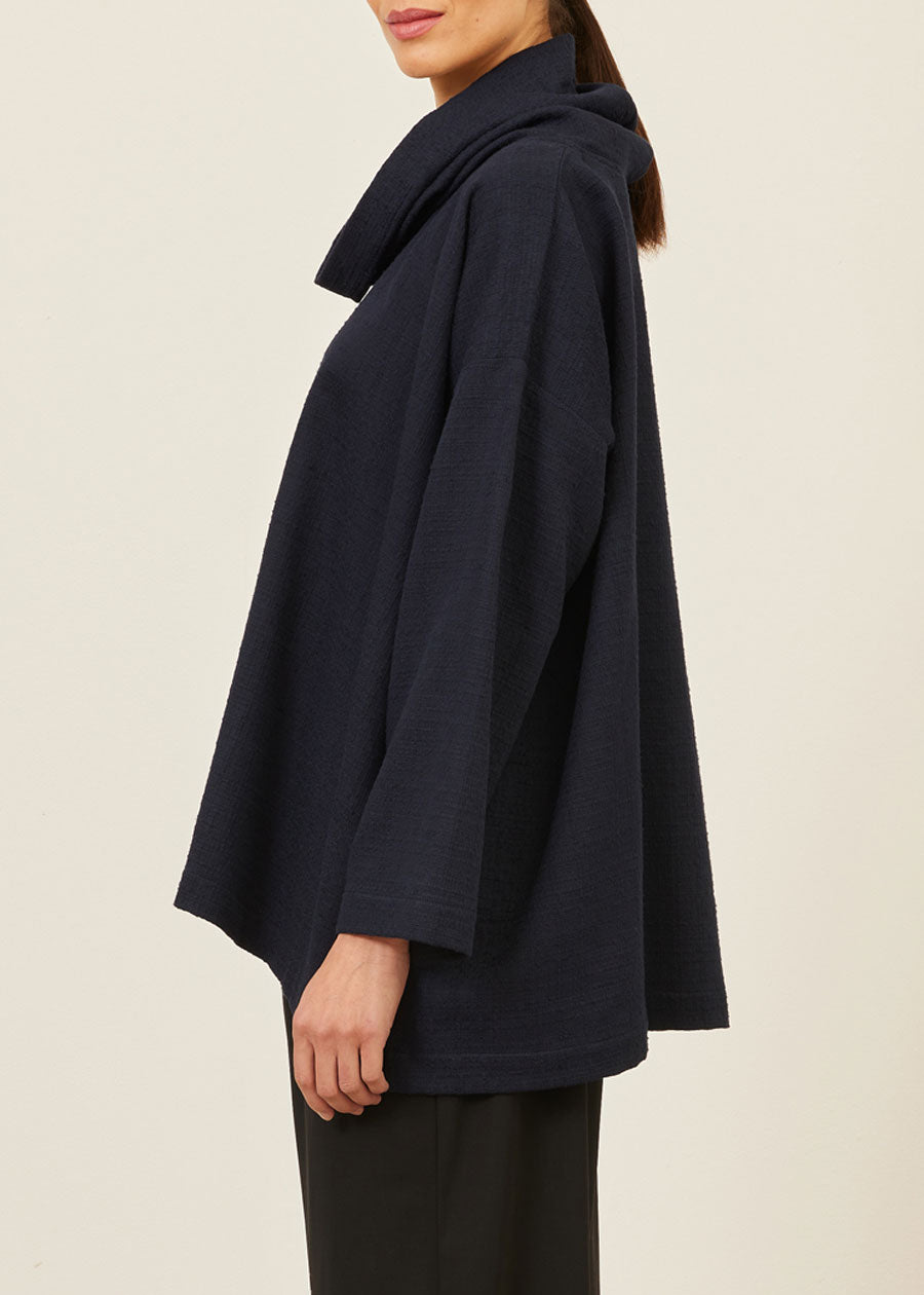 Eskandar Cotton Wide A-line Monks Top - Long