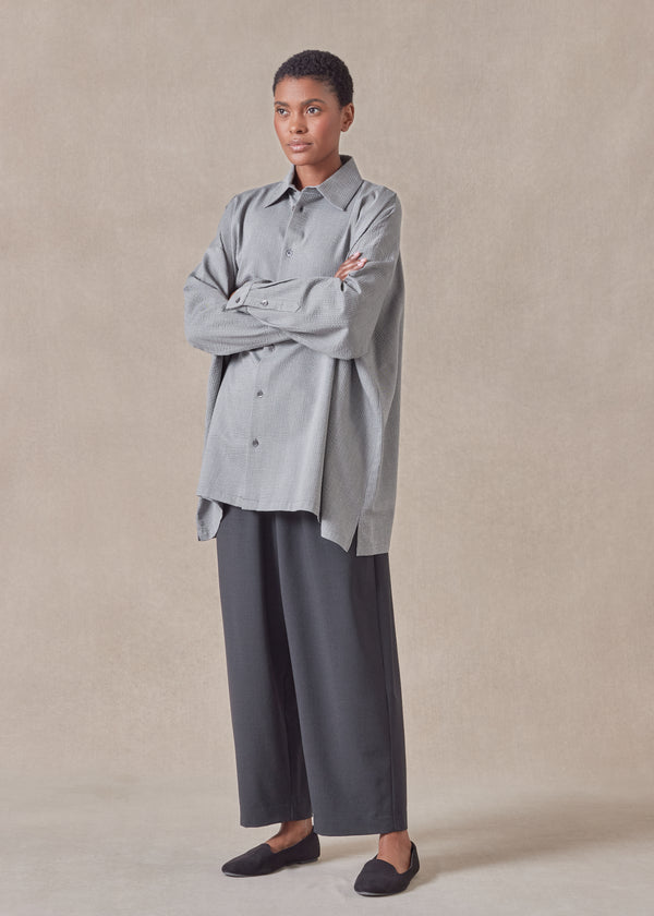 Eskandar Cotton Wide A-line Shirt With Collar - Long