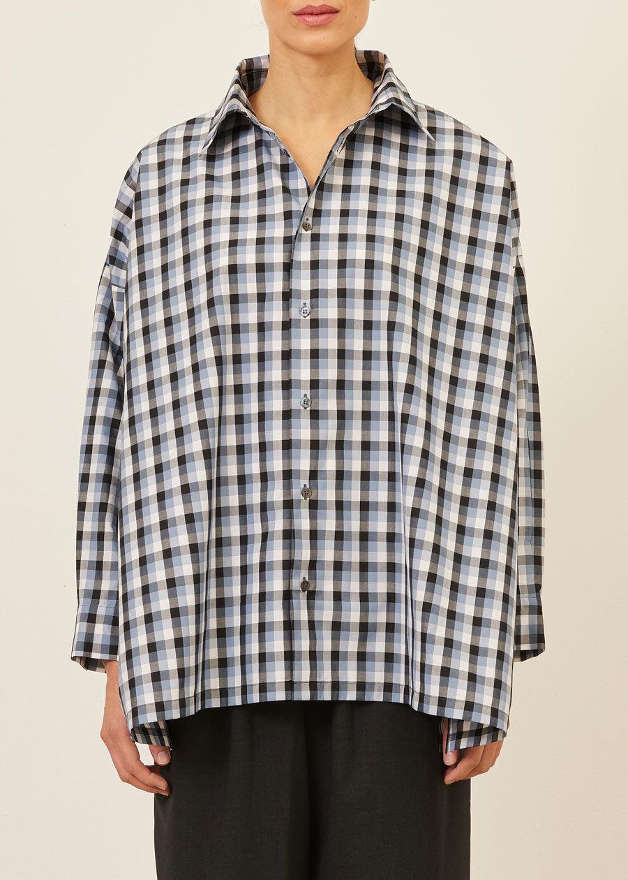 Eskandar Cotton Wide A-line Shirt With Collar - Long