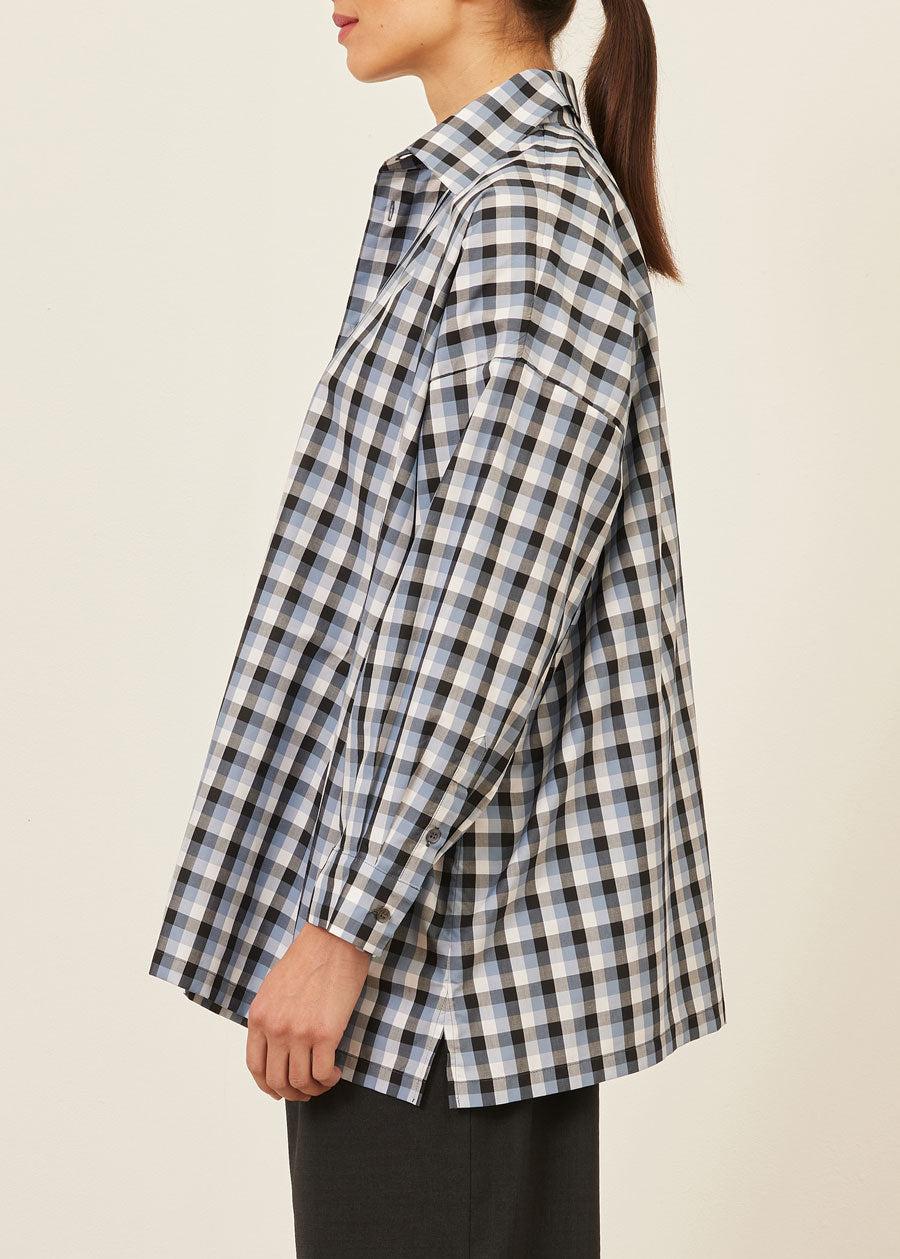 Eskandar Cotton Wide A-line Shirt With Collar - Long