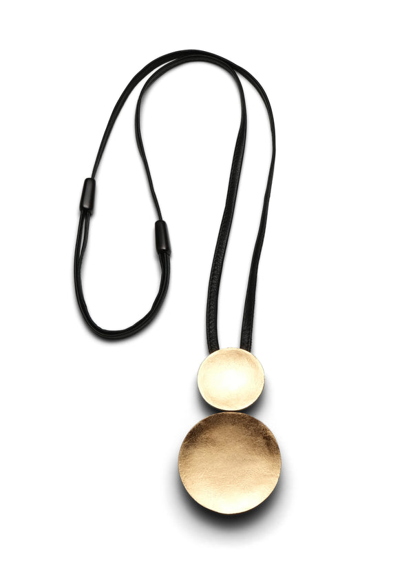 eskandar double disc wood and goldfoil pendant