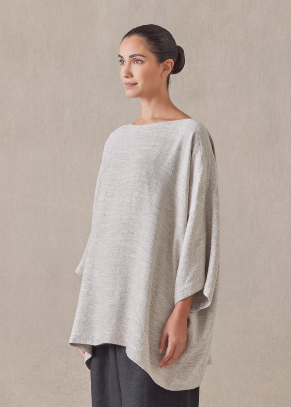 Eskandar Linen 3/4 Sleeve Scoop Neck - Long