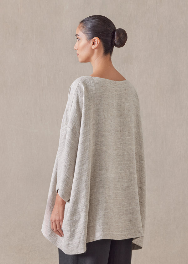Eskandar Linen 3/4 Sleeve Scoop Neck - Long