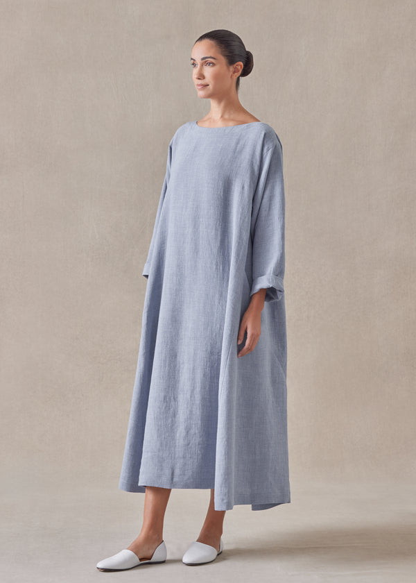 Eskandar Linen Caucasus Scoop Neck Dress