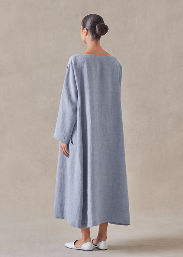 Eskandar Linen Caucasus Scoop Neck Dress