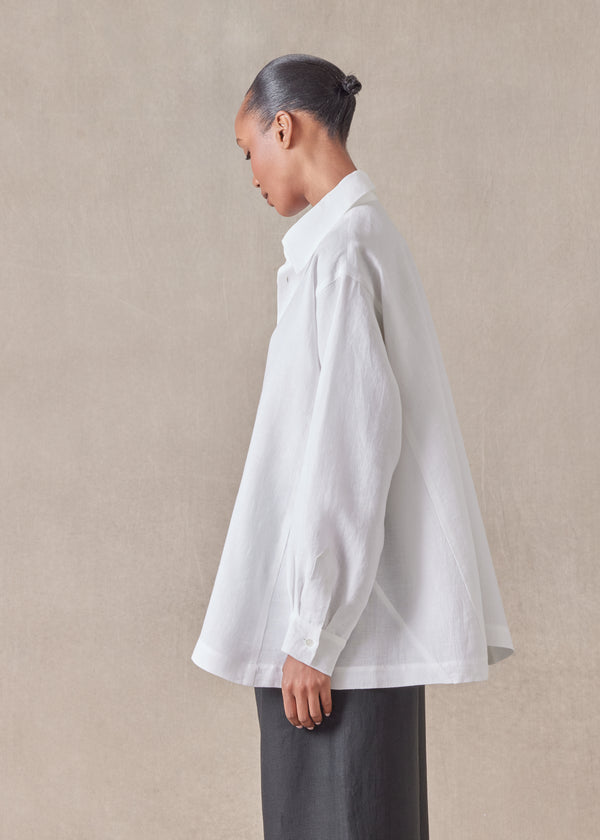 Eskandar Linen Caucasus Shirt With Collar - Long