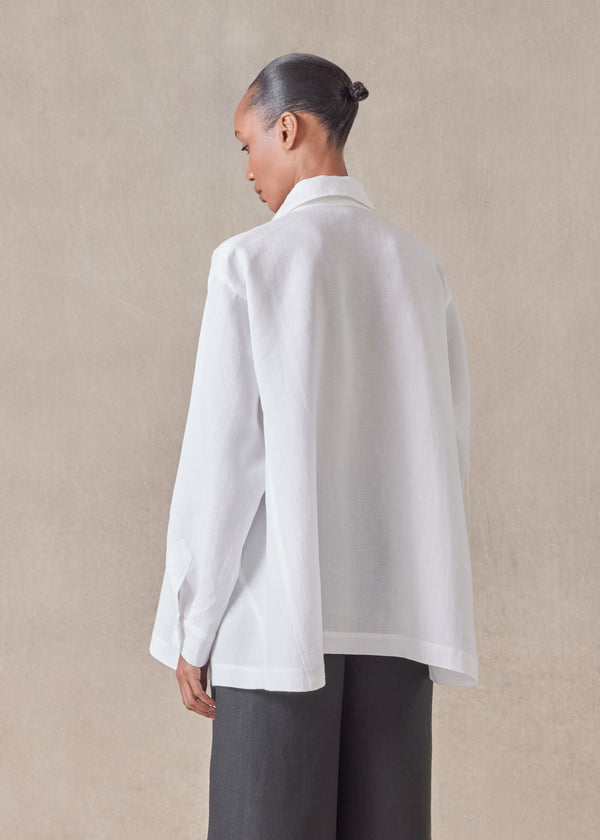 Eskandar Linen Caucasus Shirt With Collar - Long