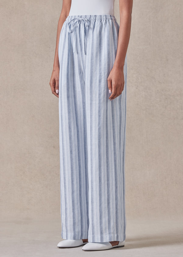 eskandar linen drawstring trouser