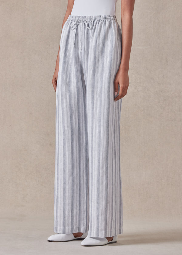 eskandar linen drawstring trouser