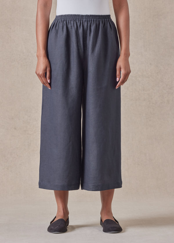 Eskandar Linen Flared Cropped Trouser
