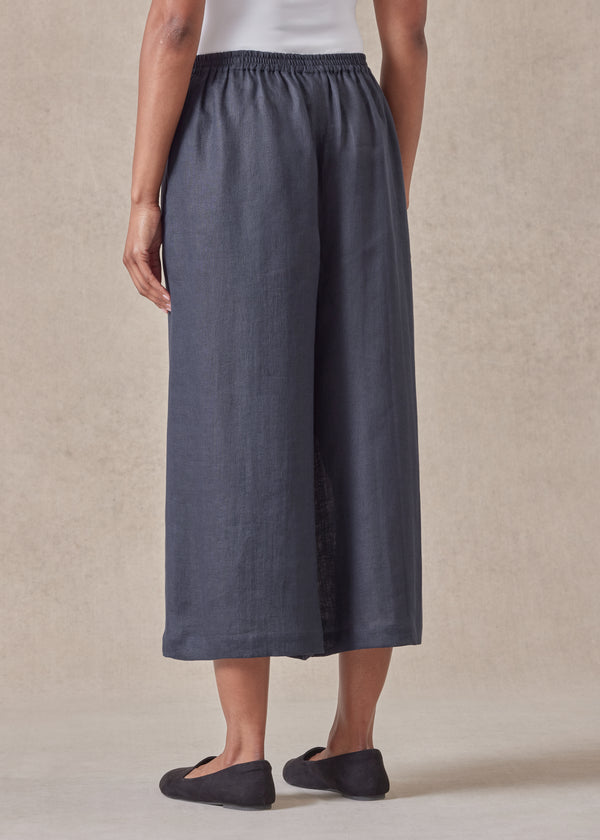 Eskandar Linen Flared Cropped Trouser