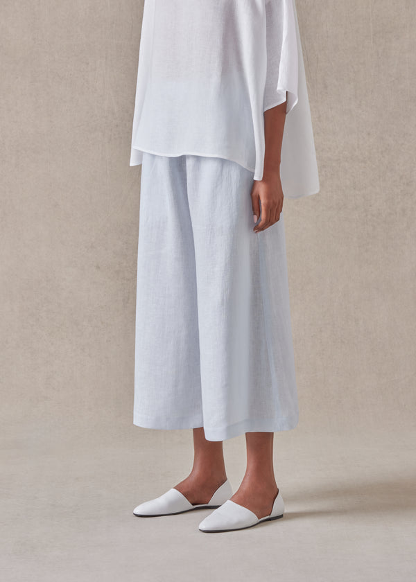 eskandar linen flared culotte