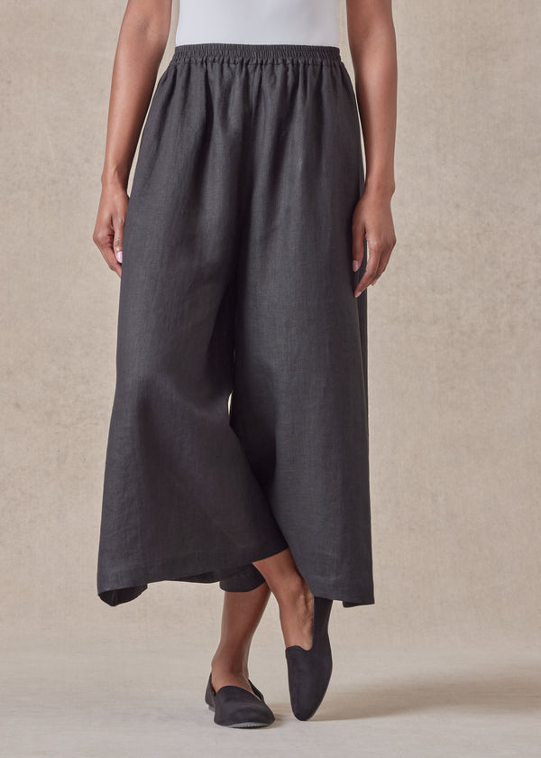 eskandar linen flared culotte