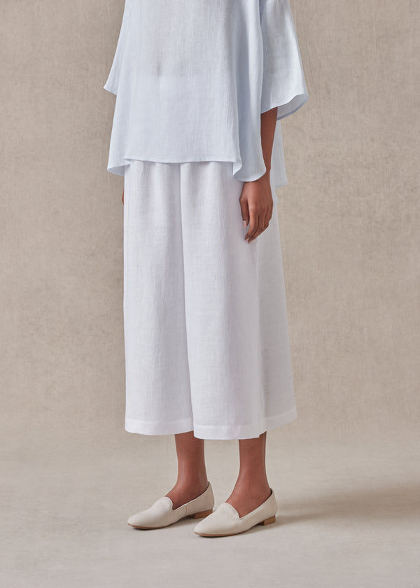 eskandar linen flared culotte