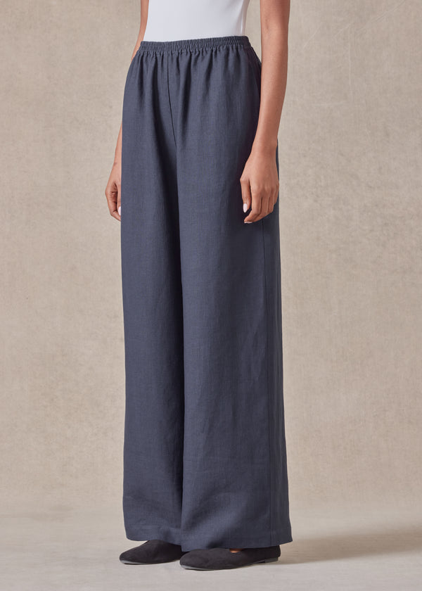 eskandar linen flared trouser