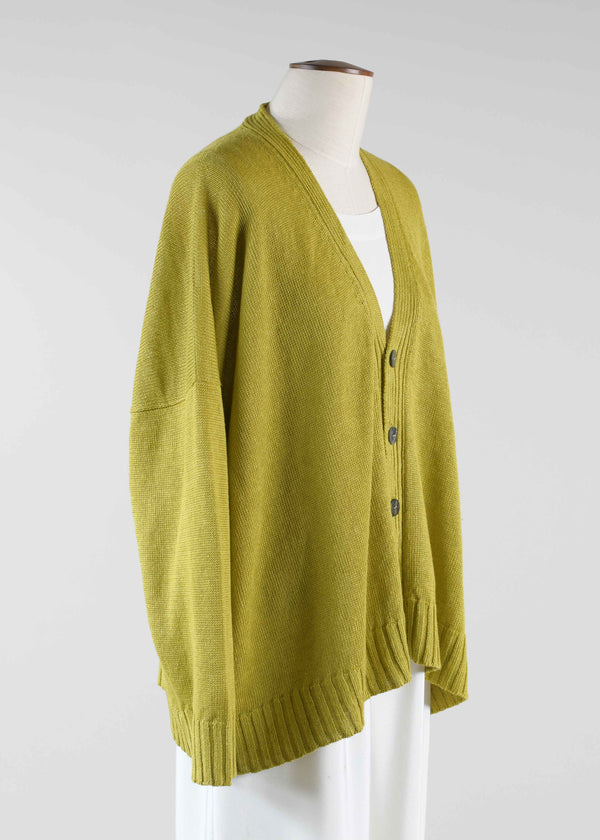 Eskandar Linen Knitted V Neck Cardigan - Mid