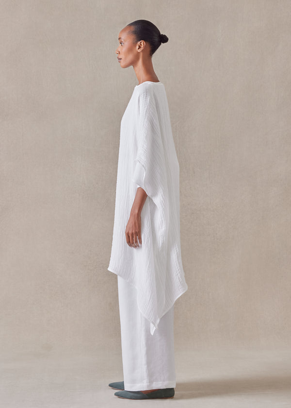 Eskandar Linen Scoop Neck Kaftan - Very Long
