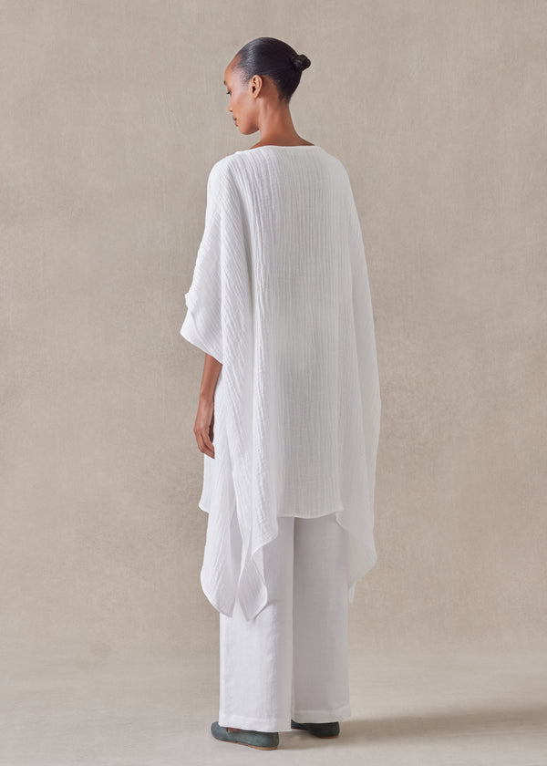 Eskandar Linen Scoop Neck Kaftan - Very Long